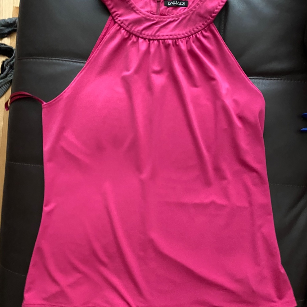 Tahari  Pink Halter Sleeveless Top  NWOT GORGEOUS PINK
